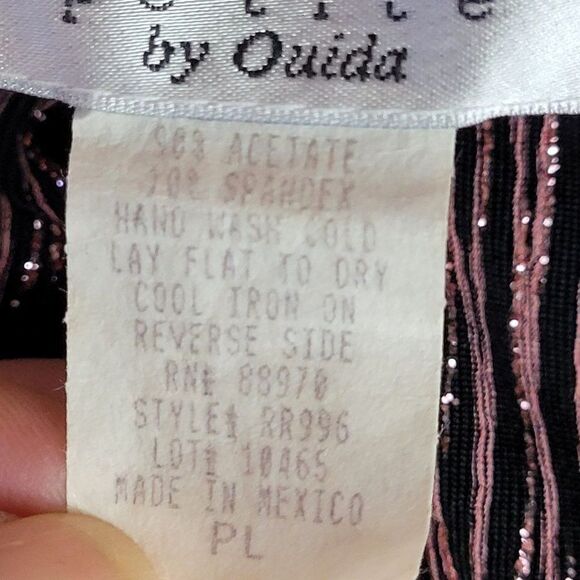 Vintage 80's Cardigan Top 2 Piece Set Formal Metallic Pink Striping Black PL‎ - Picture 7 of 17